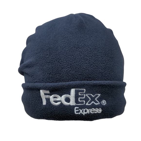 FedEx Express Fleece Knit Beanie Hat Uniform Employee Blue One Size - Picture 1 of 8